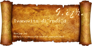 Ivanovits Árpád névjegykártya